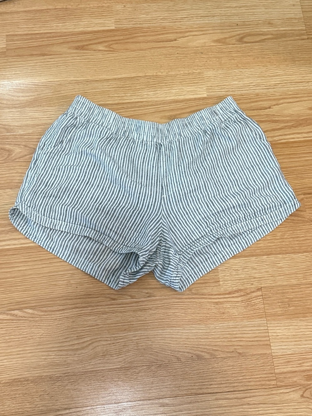 Maurices Striped Elastic-Waist Shorts - White and Blue